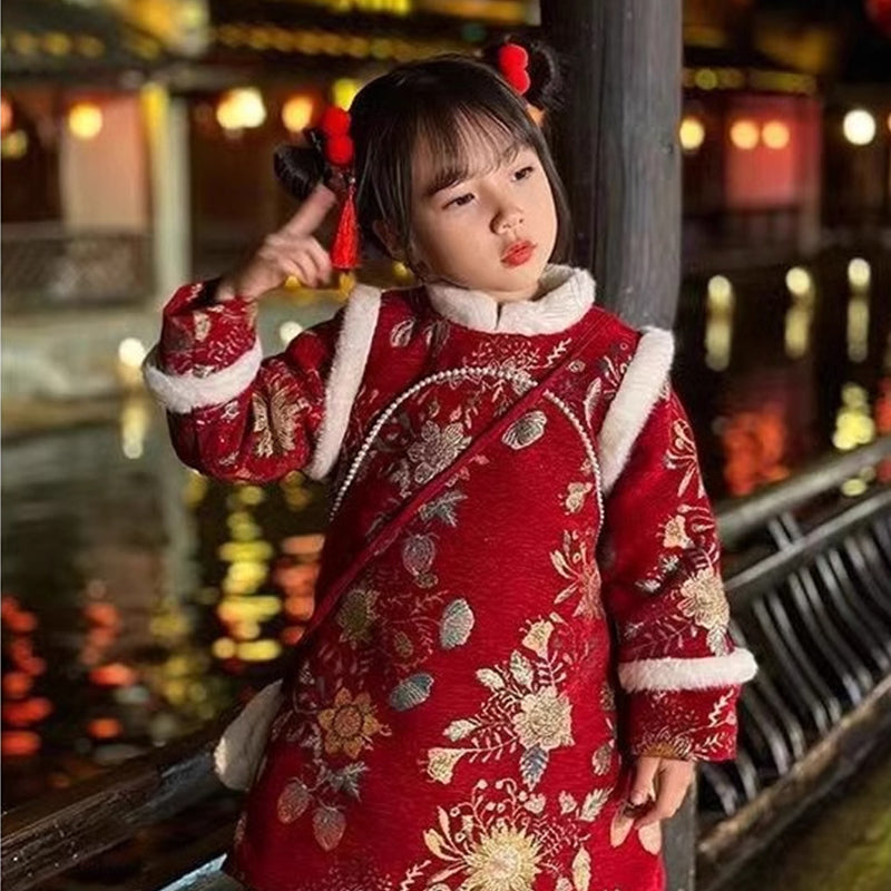Children's Chinese New Year Pearl 珍珠 Plush Suit Winter