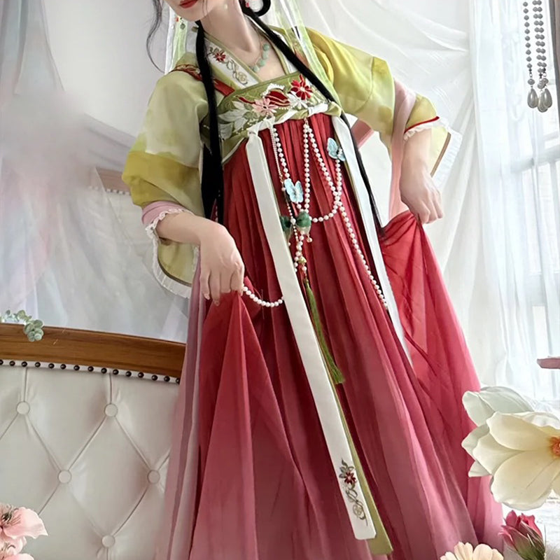 TANG Dynasty Dress Autumn Music 秋歌 Women's Chest High Ruqun Spring Summer Autumn