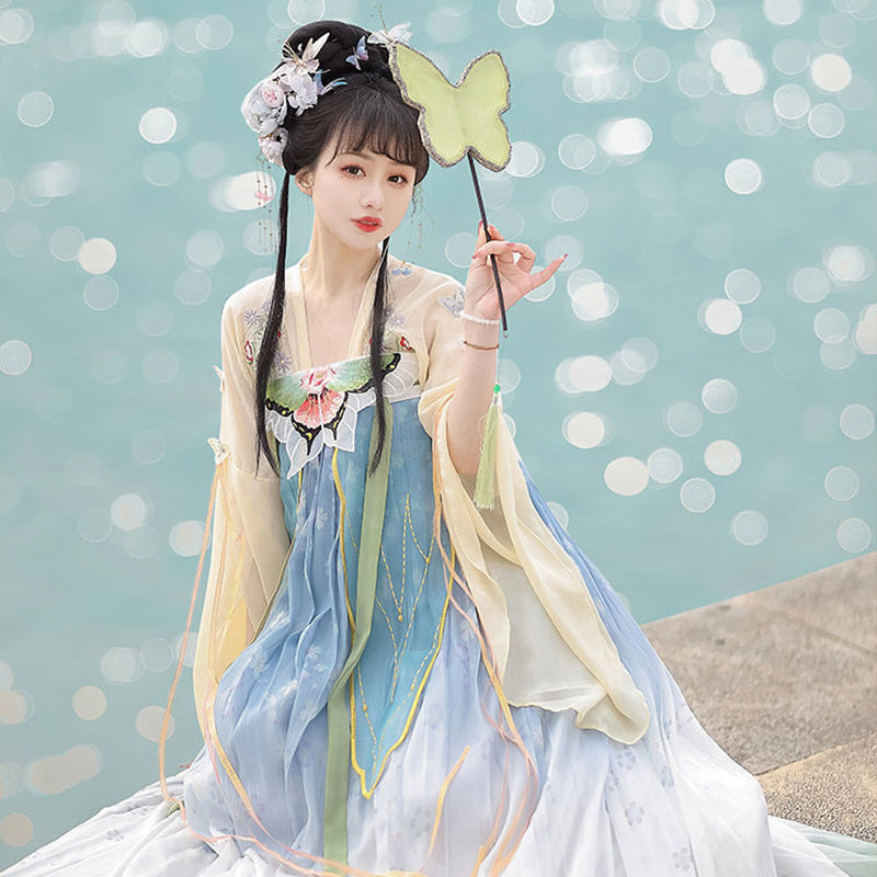 TANG Dynasty Dress Butterfly 蝴蝶 Women's Chest High Ruqun Spring Summer Autumn