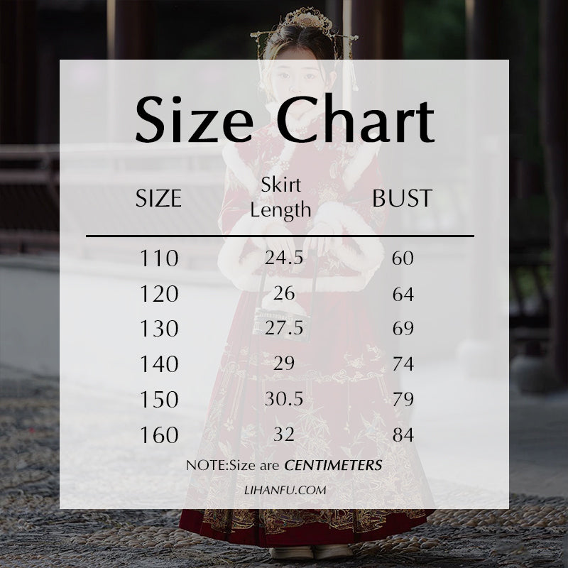 Ming Dynasty Girl's mamian Skirt Yanzhu 燕竹 Children's Traditional Clothing Chinese Lunar New Year Hanfu Suit