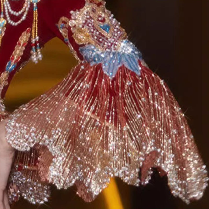 Women's Chinese Wedding Clothing Long Sleeves Qiong 琼 Attire