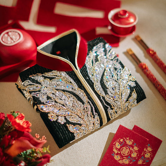 Men's Chinese Wedding Clothing Long Sleeves Lang 郎 Male Attire