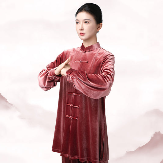 Thickened Tai Chi Quan Velvet Penglai 蓬莱 Clothing Gender Neutral Chinese Kungfu Traditional Hanfu Autumn Winter