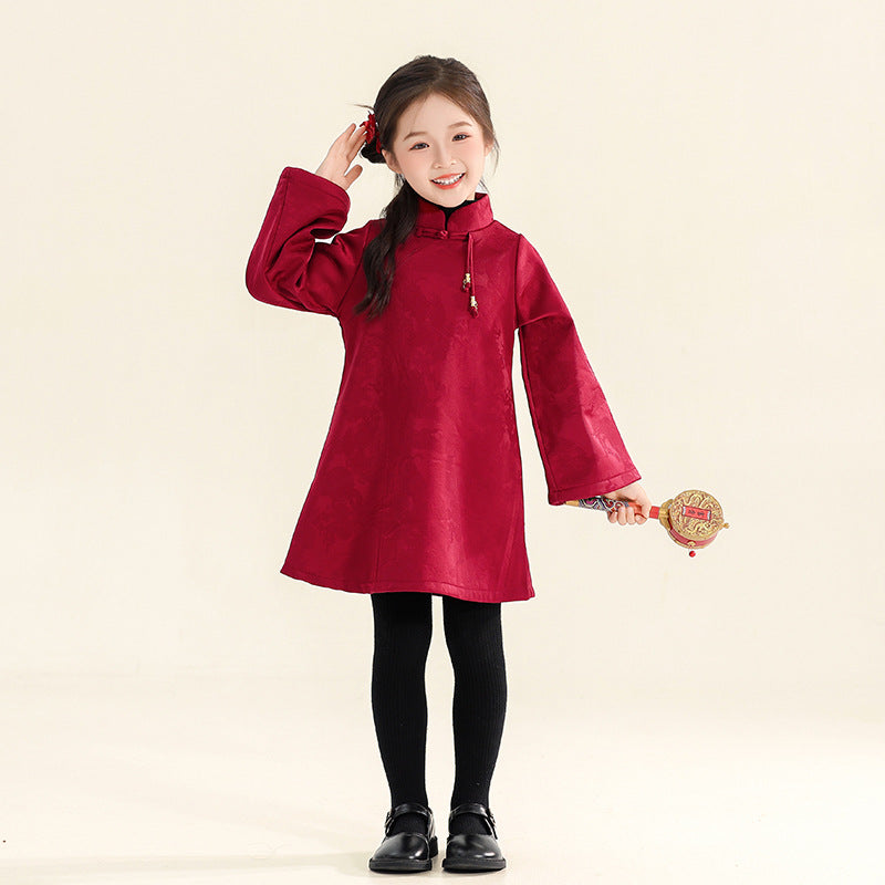 Children's Modern Hanfu Clothing Shuangquan 双全 Chinese Kid's Lunar New Year Velvet Suit