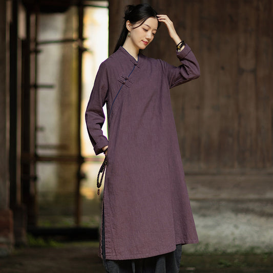 Linen Dress Monian "默念" Han Element Clothing Women's Modern Hanfu Spring Autumn