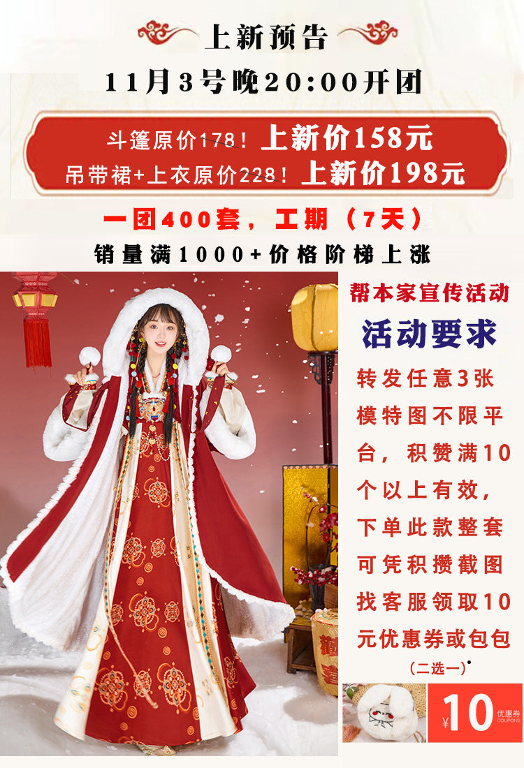TANG Dynasty Clothing Jinli 锦鲤 Ruqun Women's Chinese Traditional Thicken Velvet Lunar New Year Hanfu Autumn Winter