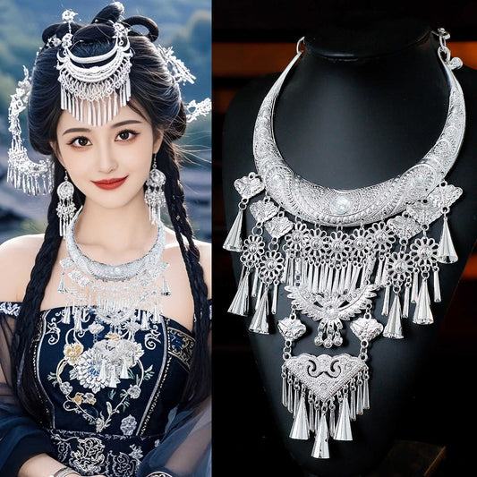 Miao Traditional Chinese Necklaces Niannian 念年 Hanfu Nationality Accessories