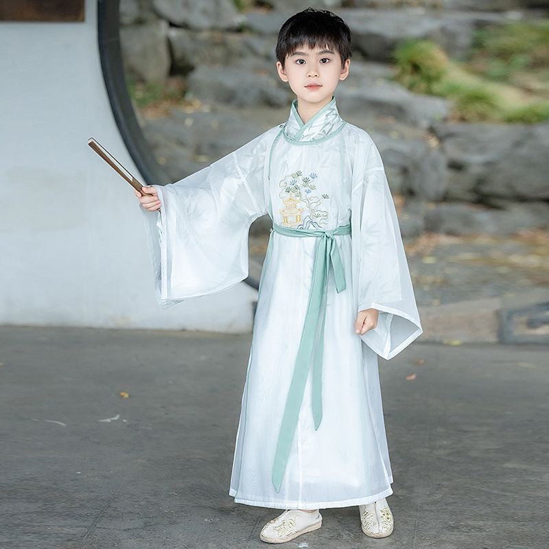 Children's Traditional Scholar Suit Zhuting 竹亭 Hanfu Spring Summer Autumn