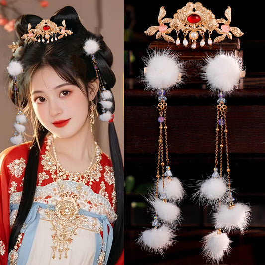 Traditional Chinese Hair jewelry Fentao 粉桃 Hanfu Historical Headgear
