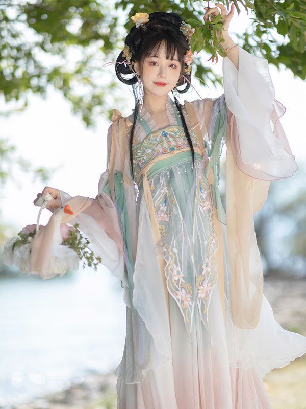 TANG Dynasty Dress Women's Spring Grace in Misty Rain 春晚嫣雨 Ruqun Spring Summer Autumn