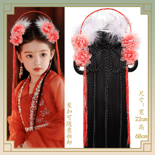 Kid's Traditional Chinese Hairstyle Wig Guixiu 闺秀 Hanfu Historical Royal Hairpieces