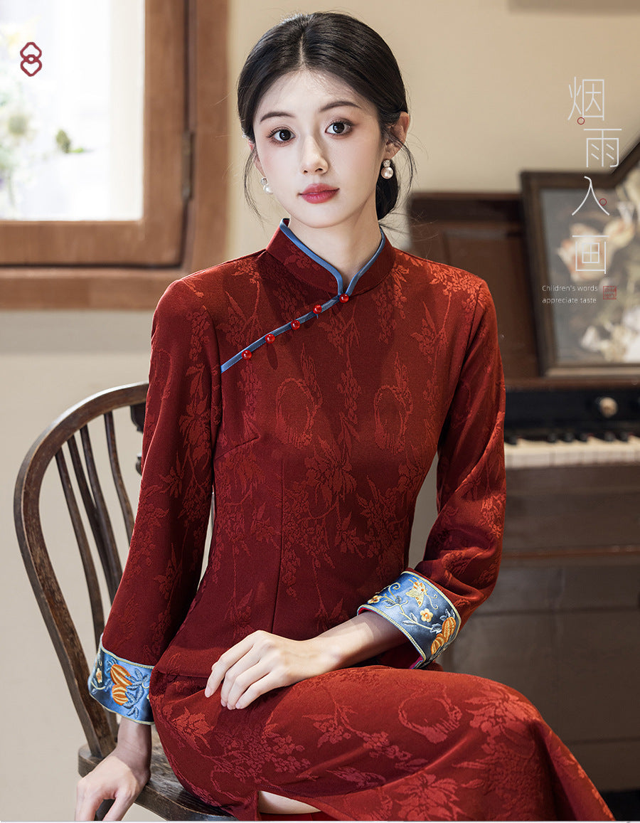 Women's Qipao Manyue 满月 Asian Dress Chinese Modern Hanfu Clothing Cheongsam Autumn Spring