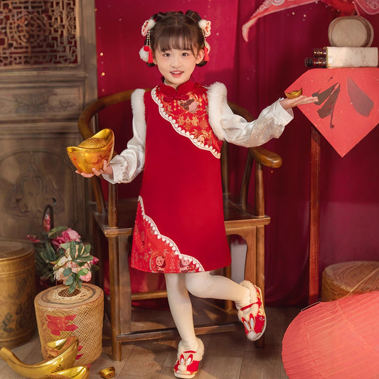 Children's Traditional Panda 熊猫 Clothing Chinese Girl's Lunar New Year Hanfu Dress