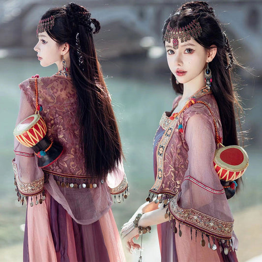 Ancient Xinjiang Women's Zixuan 紫萱 Dress Hanfu Clothing Spring Summer Autumn
