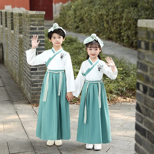 Children's Traditional Scholar Hanfu Clothing Xiuzhu 秀珠 Suit Spring Summer Autumn