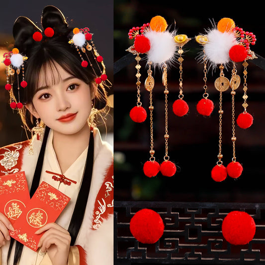 Traditional Chinese Hair jewelry Caishen 财神 Hanfu Historical Headgear