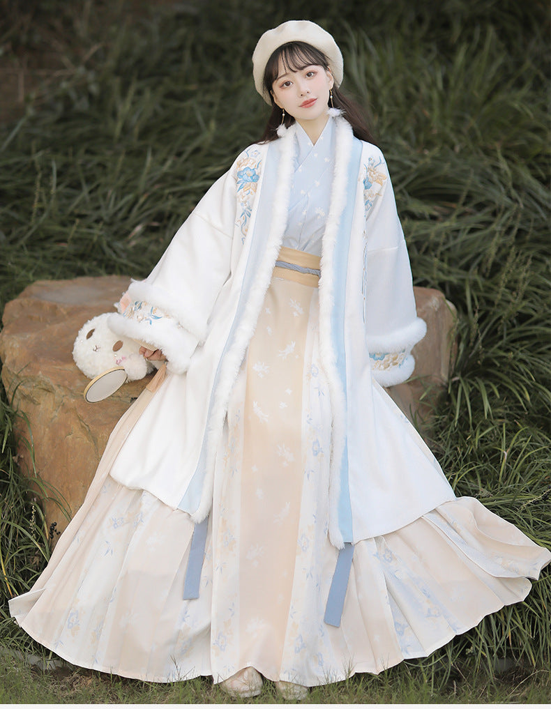 New Chinese Style Clothing Yaoyuetaxue 邀月踏雪 Women's Modern Hanfu Song Dynasty Thicken Velvet Autumn Winter