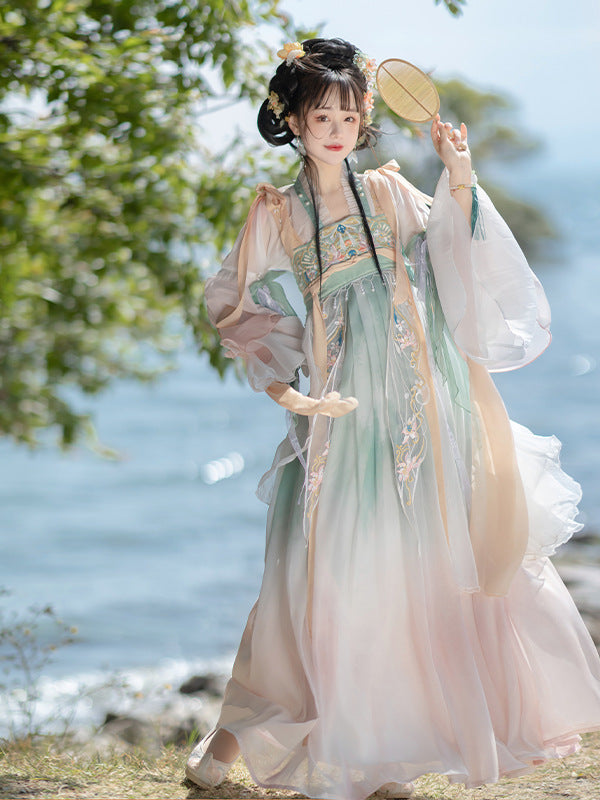 TANG Dynasty Dress Women's Spring Grace in Misty Rain 春晚嫣雨 Ruqun Spring Summer Autumn