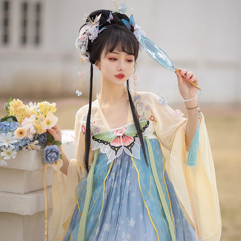 TANG Dynasty Dress Butterfly 蝴蝶 Women's Chest High Ruqun Spring Summer Autumn
