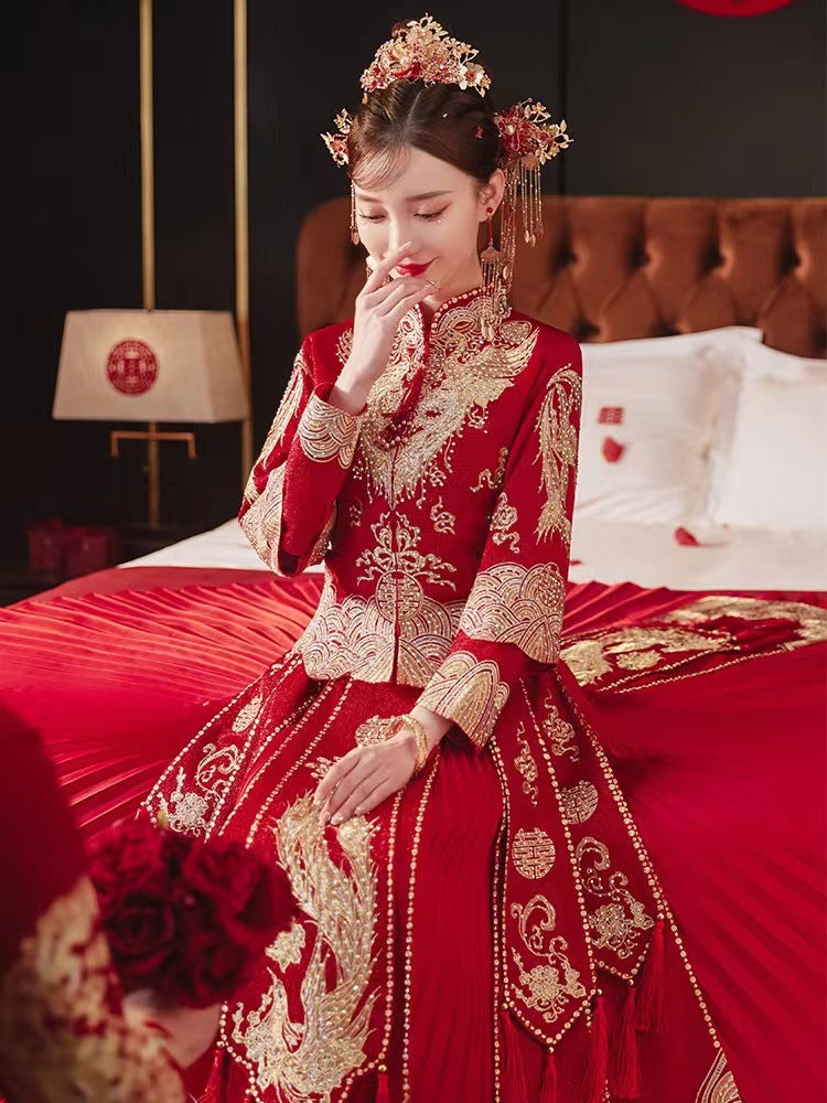 Chinese Wedding Long Sleeves Men Women Bainianhaohe 百年好合 Attire