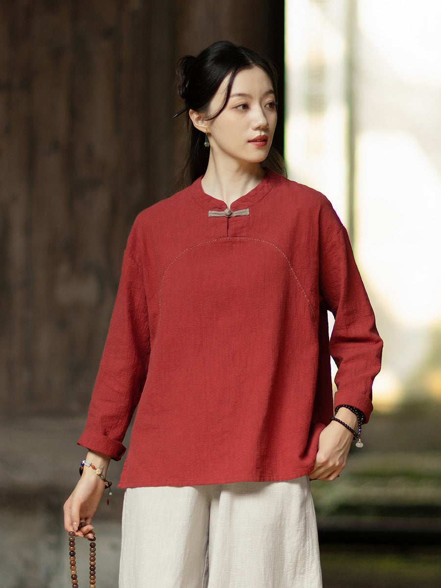 Linen Shirt Guanji "观己" Han Element Clothing Women's Modern Hanfu Spring Autumn