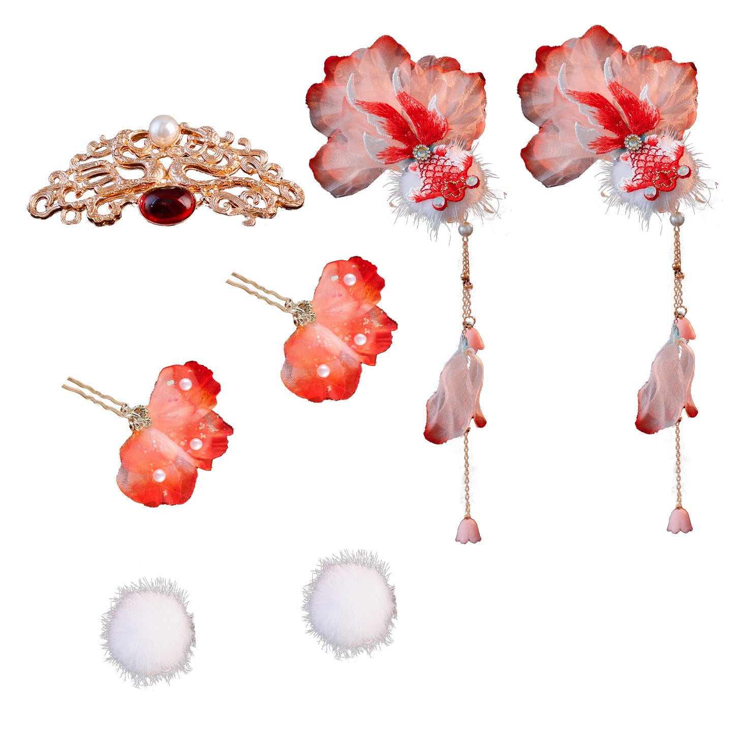 Traditional Chinese Hair jewelry Haitang 海棠 Hanfu Historical Headgear