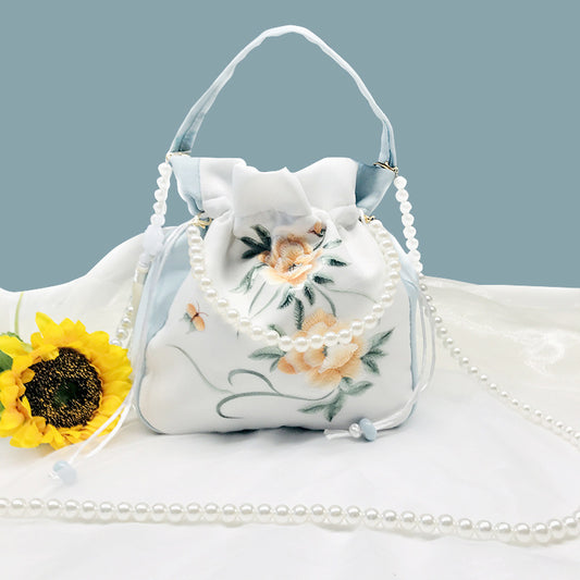 Chinese Style Drawstring Handbag Pearl Embroidery Bags Nang 囊