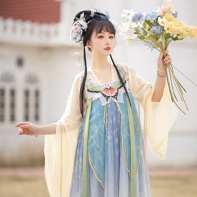 TANG Dynasty Dress Butterfly 蝴蝶 Women's Chest High Ruqun Spring Summer Autumn
