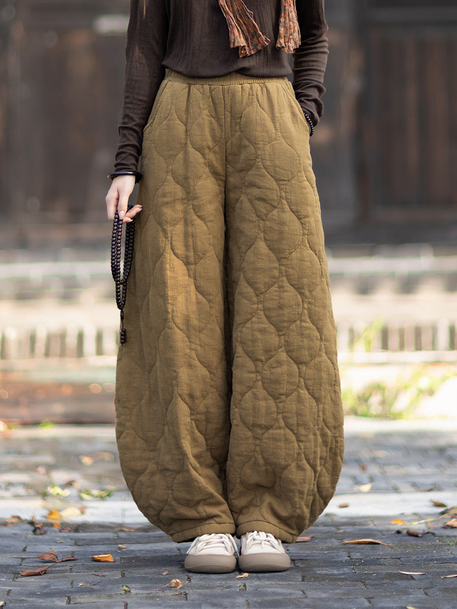 Ticken Linen Pants Duwang "渡忘" Han Element Clothing Women's Modern Hanfu Winter Autumn