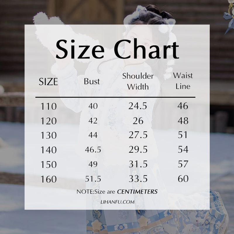 Ming Dynasty Girl's Mamian Skirt Yunduo 云朵 Children's Traditional Chinese Clothing  Lunar New Year Velvet Hanfu Suit