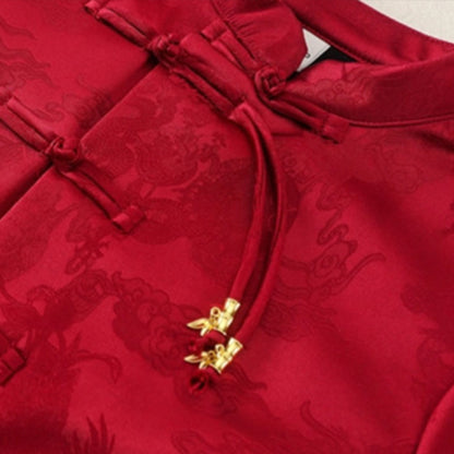 Children's Modern Hanfu Clothing Shuangquan 双全 Chinese Kid's Lunar New Year Velvet Suit