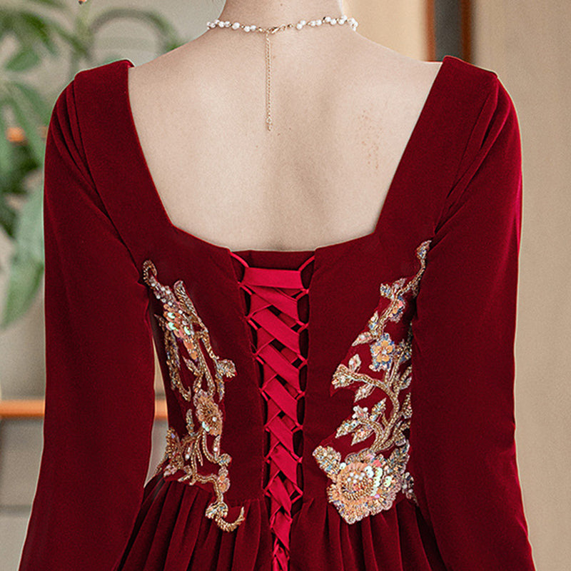 Chinese Wedding Clothes Xiafeng 霞凤 Women's Modern Gown Tea Ceremony Dress Hanfu