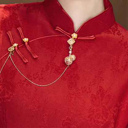 Wedding Qipao Chinese Clothes Hongyan 红颜 Women's Modern Gown Tea Ceremony Dress Hanfu Cheongsam