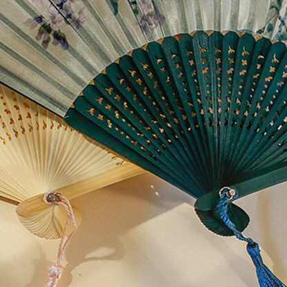 Traditional Chinese Narrow Edged Folding Translucent Fan Women Use