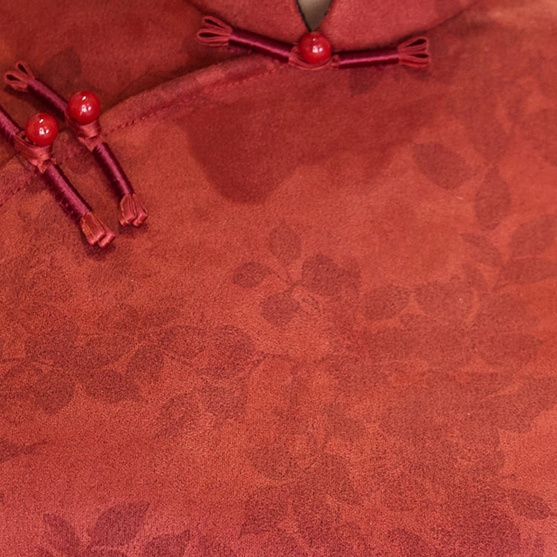 Women's Qipao Hexi 和熙 Asian Dress Chinese Thicken Modern Hanfu Clothing Velvet Cheongsam