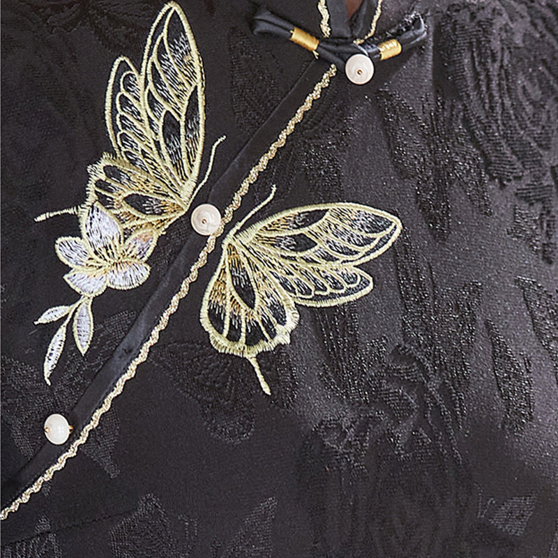 Women's Qipao Jindiexiu 金蝶绣 Asian Dress Chinese Thicken Modern Hanfu Clothing Velvet Cheongsam