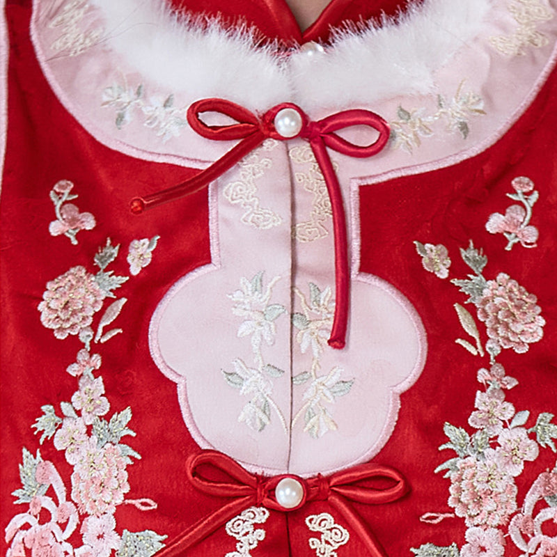 Women's Qipao Xinianle 喜年乐 Asian Dress Chinese Thicken Modern Hanfu Clothing Velvet Cheongsam Winter Autumn