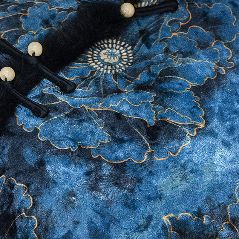 Women's Qipao Sucheng 苏城 Asian Thicken Dress Chinese Modern Hanfu Clothing Velvet Cheongsam Winter