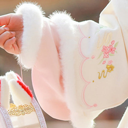 Ming Dynasty Girl's Mamian Skirt Yuanyou 园游 Children's Chinese Velvet Traditional Clothing Hanfu Suit