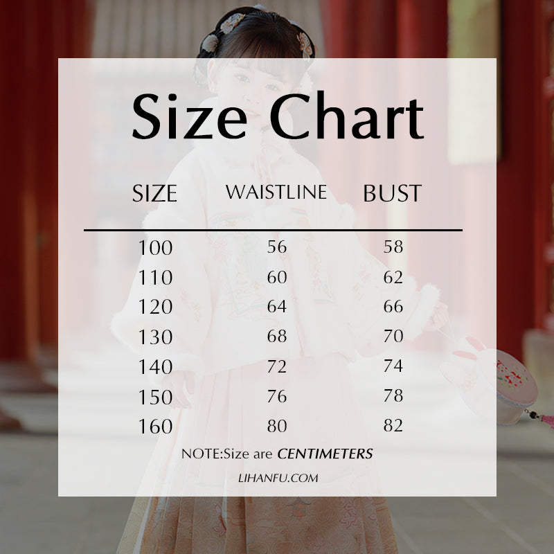 Ming Dynasty Girl's Mamian Skirt Yuanyou 园游 Children's Chinese Velvet Traditional Clothing Hanfu Suit