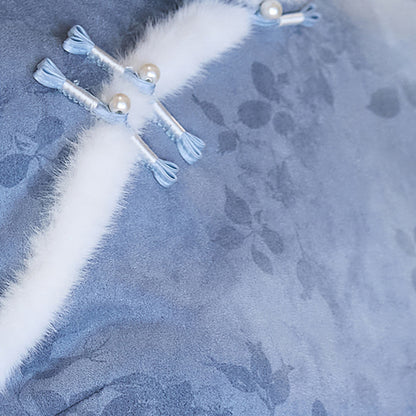 Women's Qipao Ruyu 如玉 Asian Thicken Dress Chinese Modern Hanfu Clothing Velvet Cheongsam Winter