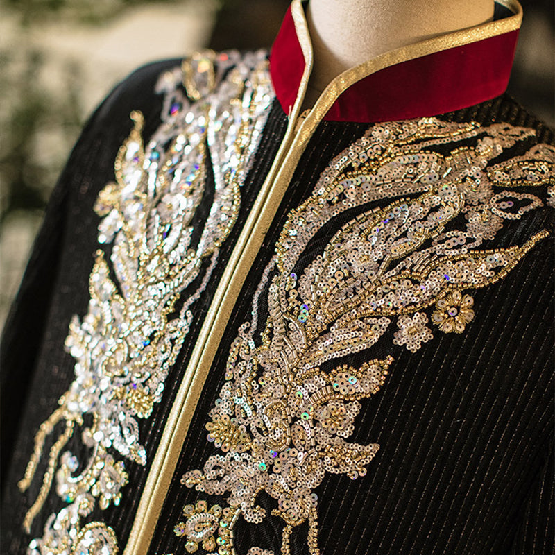 Men's Chinese Wedding Clothing Long Sleeves Lang 郎 Male Attire