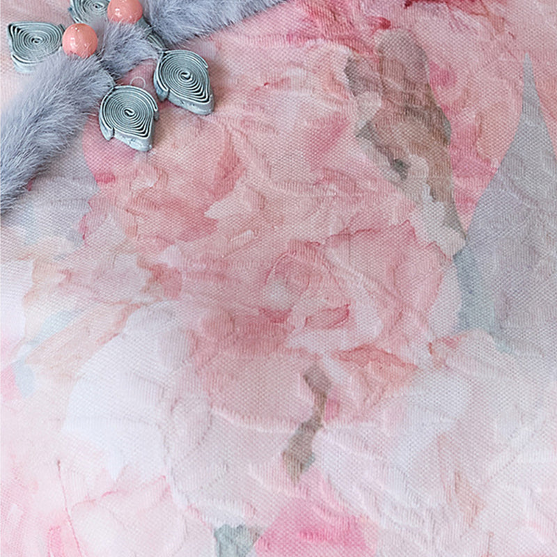 Women's Qipao Rose 玫瑰 Asian Thicken Dress Chinese Modern Hanfu Clothing Velvet Cheongsam Winter