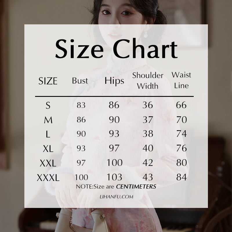 Women's Qipao Rose 玫瑰 Asian Thicken Dress Chinese Modern Hanfu Clothing Velvet Cheongsam Winter