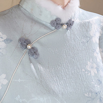 Women's Qipao Xinghua 星华 Asian Thicken Dress Chinese Modern Hanfu Clothing Velvet Cheongsam Winter