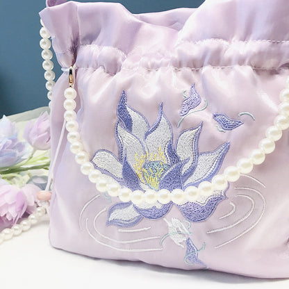 Chinese Style Drawstring Handbag Pearl Embroidery Bags Nang 囊
