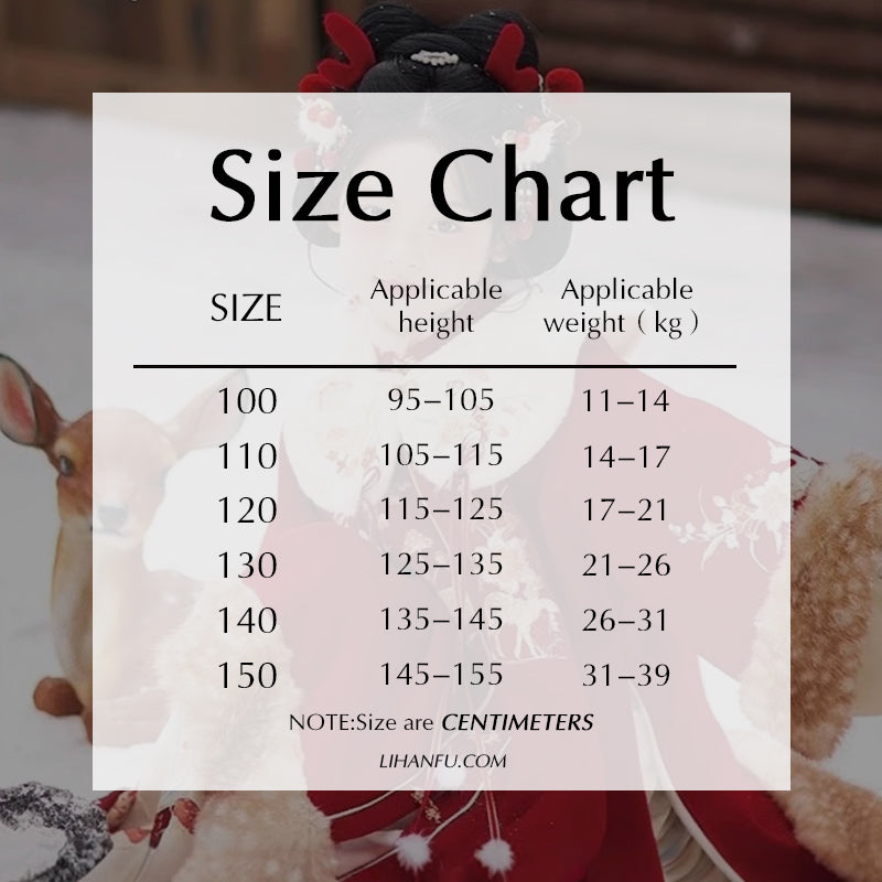 Ming Dynasty Girl's Mamian Skirt Linglu 灵鹿 Children's Traditional Clothing Chinese Lunar New Year Velvet Hanfu Suit