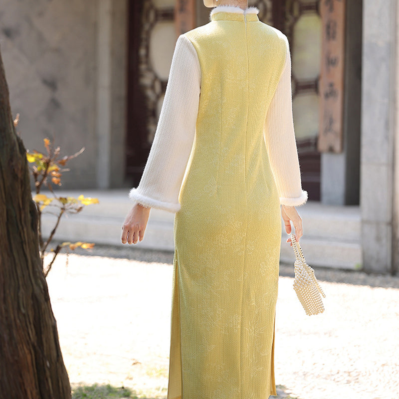 Women's Qipao Dongyun 冬韵 Asian Thicken Dress Chinese Modern Hanfu Clothing Velvet Cheongsam Winter