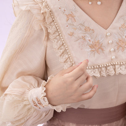 New Chinese Style Women's Clothing Zhu 竹 Pink Skirt Modern Hanfu Suit Spring Autumn