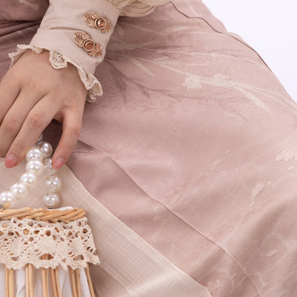 New Chinese Style Women's Clothing Zhu 竹 Pink Skirt Modern Hanfu Suit Spring Autumn